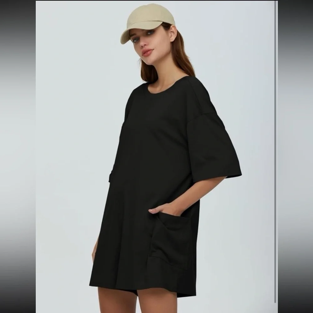 New Tee Shirt Oversized Relaxed Fit Romper Size Large - Picture 2 of 4